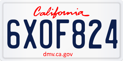 CA license plate 6XOF824