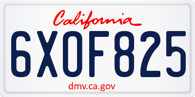 CA license plate 6XOF825