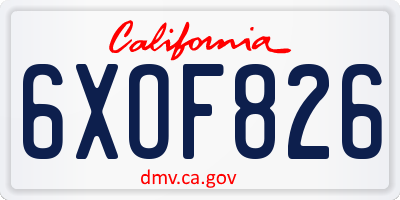 CA license plate 6XOF826