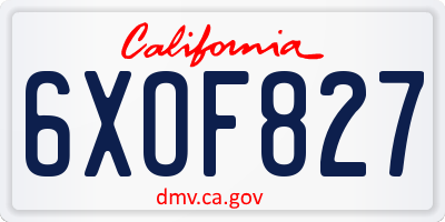 CA license plate 6XOF827