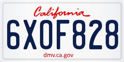 CA license plate 6XOF828