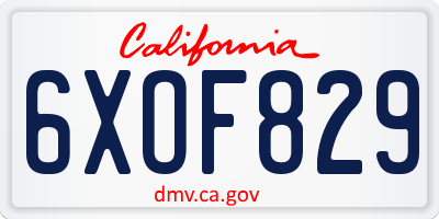 CA license plate 6XOF829