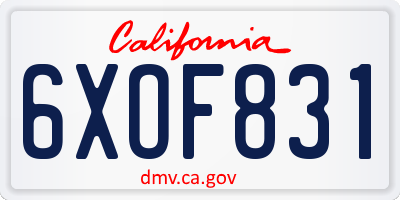 CA license plate 6XOF831