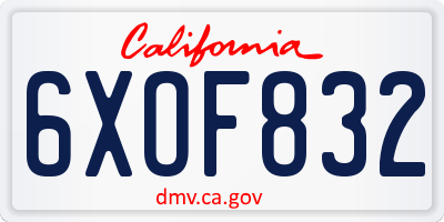 CA license plate 6XOF832