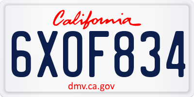 CA license plate 6XOF834