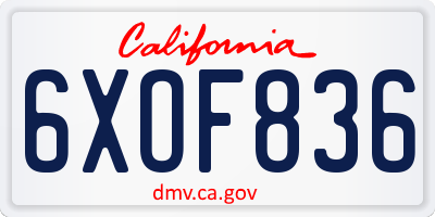 CA license plate 6XOF836