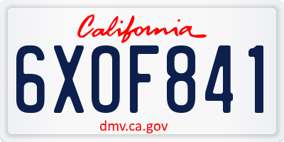 CA license plate 6XOF841