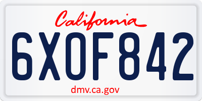 CA license plate 6XOF842