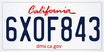 CA license plate 6XOF843