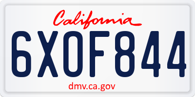 CA license plate 6XOF844