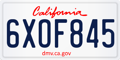 CA license plate 6XOF845