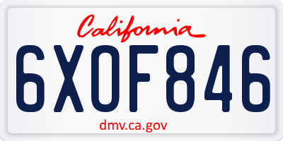 CA license plate 6XOF846