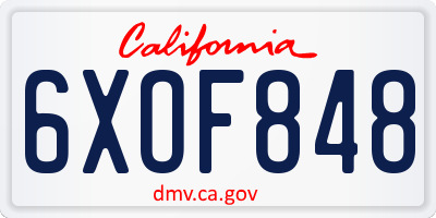 CA license plate 6XOF848