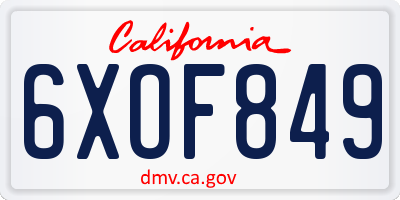 CA license plate 6XOF849