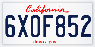 CA license plate 6XOF852