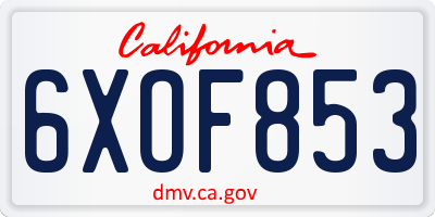 CA license plate 6XOF853