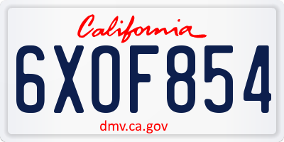 CA license plate 6XOF854
