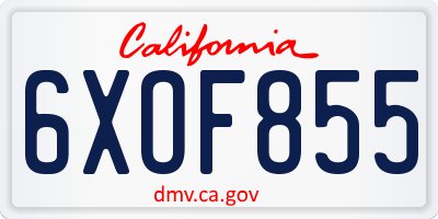 CA license plate 6XOF855