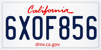 CA license plate 6XOF856