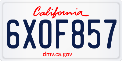 CA license plate 6XOF857