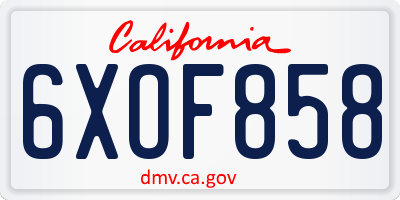 CA license plate 6XOF858