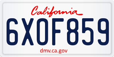 CA license plate 6XOF859