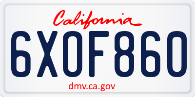 CA license plate 6XOF860