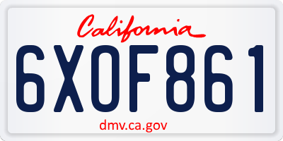 CA license plate 6XOF861