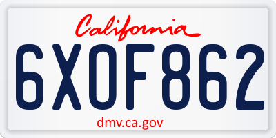 CA license plate 6XOF862