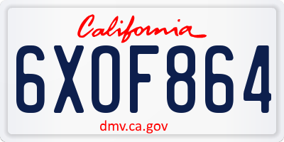 CA license plate 6XOF864