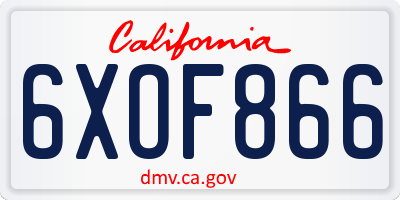 CA license plate 6XOF866