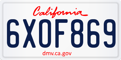 CA license plate 6XOF869
