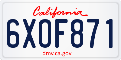 CA license plate 6XOF871