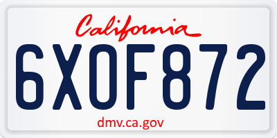 CA license plate 6XOF872