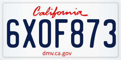 CA license plate 6XOF873