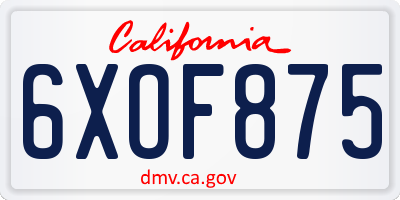 CA license plate 6XOF875