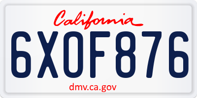 CA license plate 6XOF876