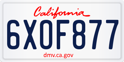 CA license plate 6XOF877