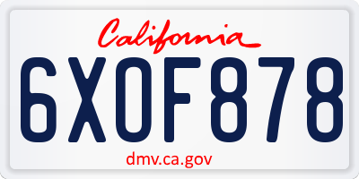 CA license plate 6XOF878