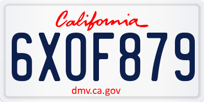 CA license plate 6XOF879