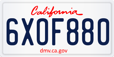 CA license plate 6XOF880