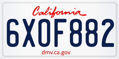 CA license plate 6XOF882