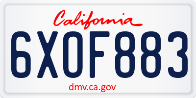 CA license plate 6XOF883