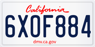 CA license plate 6XOF884