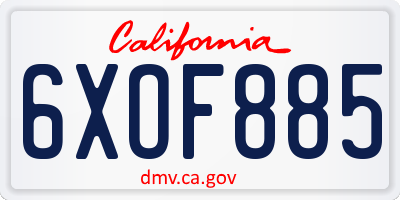 CA license plate 6XOF885