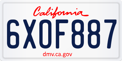 CA license plate 6XOF887