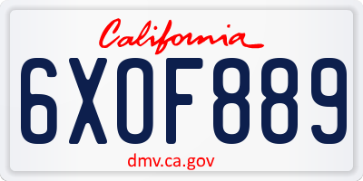 CA license plate 6XOF889
