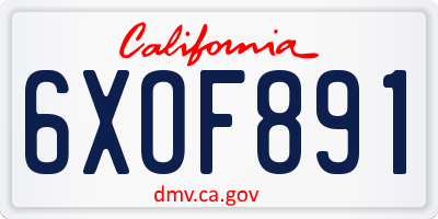CA license plate 6XOF891