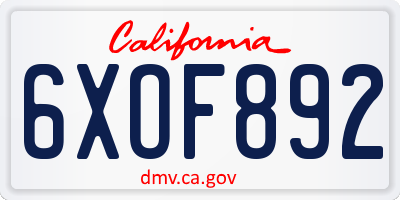 CA license plate 6XOF892