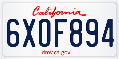 CA license plate 6XOF894